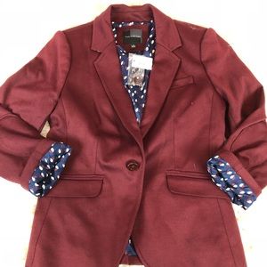 The Limited Burgundy Blazer with Patterned Lining EUC